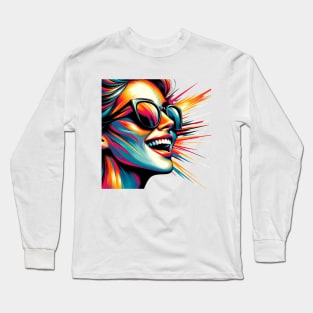 Volto Donna Trendy 3 | Trendy Woman Face 3 | Color Long Sleeve T-Shirt